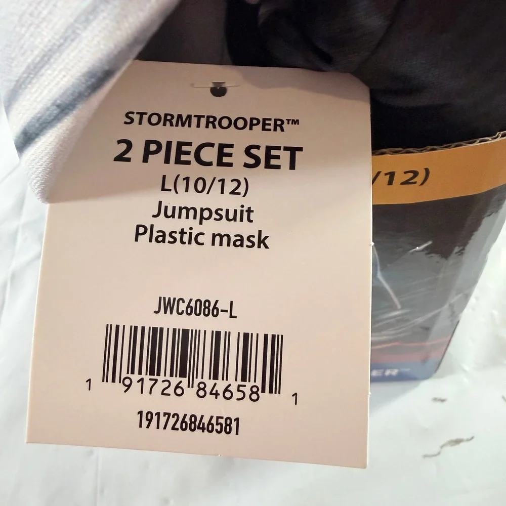 Star Wars Stormtrooper Costume Boys Size Large 10/12 Jumpsuit Mask Jazwares NIB
